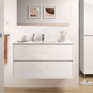 Claros100 belo lakirana stenska kopalniška omarica z 2 predaloma 100x45x56h