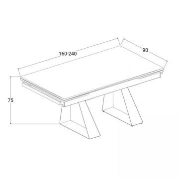 Raztegljiva miza Ariel s keramičnim vrhom in črnim kovinskim okvirjem