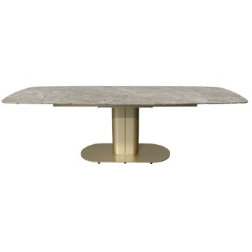 Raztegljiva miza Vesta s keramičnim vrhom v svetleči atenski rjavi barvi in zlatimi nogami