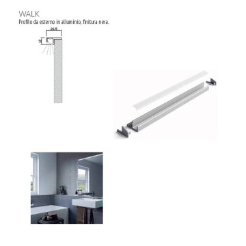 LED svetlobni profil Walk kopalnica 800 mm mat črna