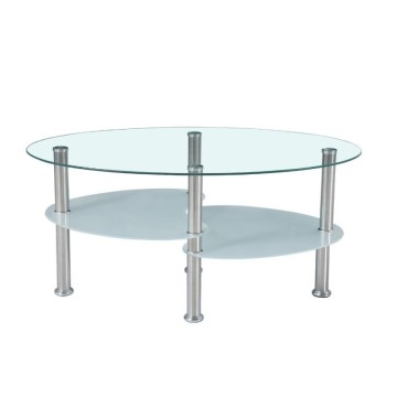 Ovalna mizica s 3 steklenimi vrhovi 90x55x45 Mimas