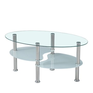Ovalna mizica s 3 steklenimi vrhovi 90x55x45 Mimas
