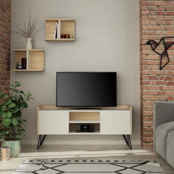 TV stojalo z belim in hrastovim okvirjem ter 2 vrati Klappe 125,5x33x56,5