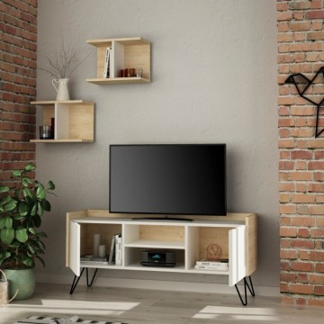 TV stojalo z belim in hrastovim okvirjem ter 2 vrati Klappe 125,5x33x56,5