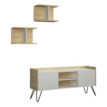 TV stojalo z belim in hrastovim okvirjem ter 2 vrati Klappe 125,5x33x56,5