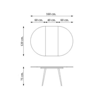 Cordelia 120x120x75 Bela raztegljiva okrogla miza s črnimi nogami