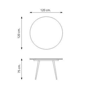 Cordelia 120x120x75 Bela raztegljiva okrogla miza s črnimi nogami
