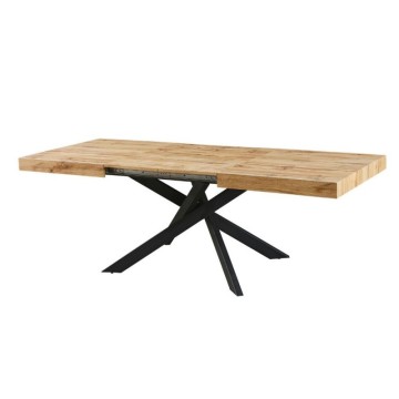 Belinda 160x90x75 pravokotna raztegljiva miza s hrastovim vrhom in črnim podnožjem