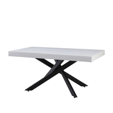 Belinda 160x90x75 pravokotna raztegljiva miza z belim vrhom in črnim podnožjem