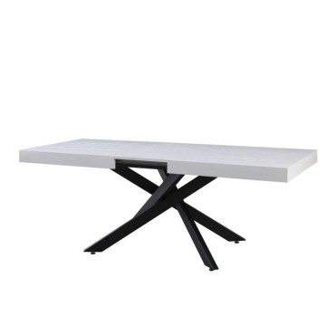 Belinda 160x90x75 pravokotna raztegljiva miza z belim vrhom in črnim podnožjem