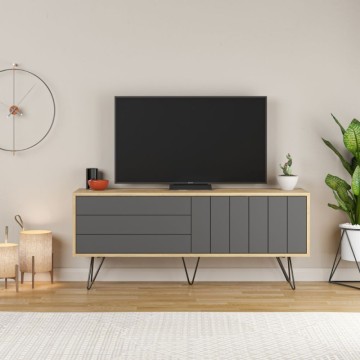 Antracitno hrastovo TV stojalo z dvema vratoma Piccadilly 139x36x57