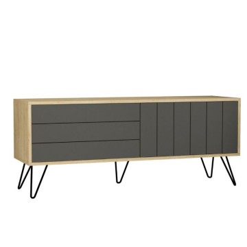 Antracitno hrastovo TV stojalo z dvema vratoma Piccadilly 139x36x57
