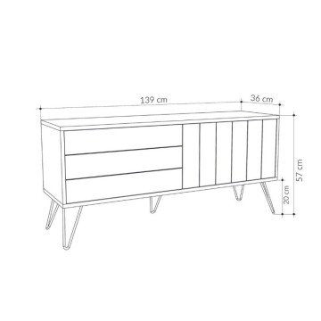 Antracitno hrastovo TV stojalo z dvema vratoma Piccadilly 139x36x57