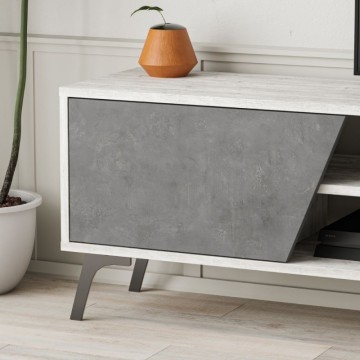Fiona 180X35.6X48 vintage bela betonska TV stojalo s stensko polico
