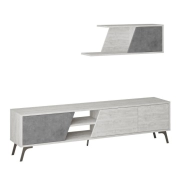 Fiona 180X35.6X48 vintage bela betonska TV stojalo s stensko polico