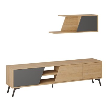 Fiona 180X35,6X48 antracitno hrastovo TV stojalo s stensko polico