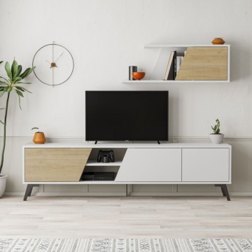 Fiona TV stojalo iz belega hrasta 180X35,6X48 s stensko polico