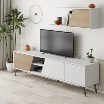 Fiona TV stojalo iz belega hrasta 180X35,6X48 s stensko polico