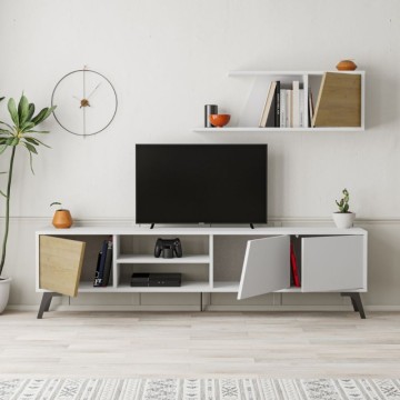 Fiona TV stojalo iz belega hrasta 180X35,6X48 s stensko polico