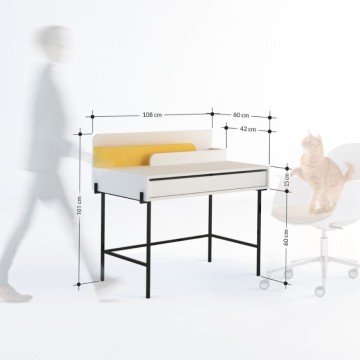Hrastova pisalna miza z antracitnimi detajli in črnimi nogami Leila 110x60x101