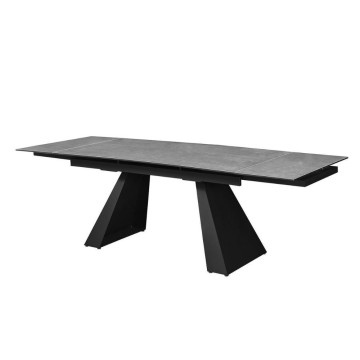 Raztegljiva miza 160x90 cm iz črne keramike in črne kovine - Ariel