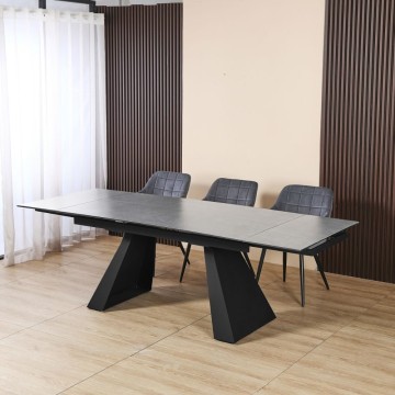 Raztegljiva miza 160x90 cm iz črne keramike in črne kovine - Ariel