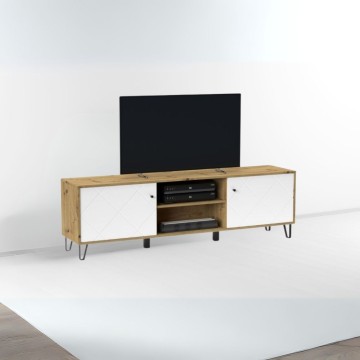 TV stojalo z dvema vratoma in odprtim predalom, beli hrast Bollo2 183,4x40x55,5H
