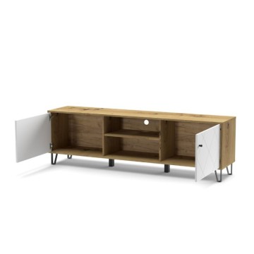 TV stojalo z dvema vratoma in odprtim predalom, beli hrast Bollo2 183,4x40x55,5H
