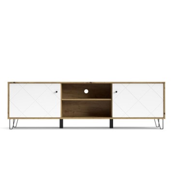 TV stojalo z dvema vratoma in odprtim predalom, beli hrast Bollo2 183,4x40x55,5H