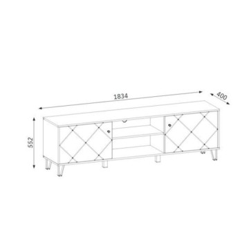 TV stojalo z dvema vratoma in odprtim predalom, beli hrast Bollo2 183,4x40x55,5H