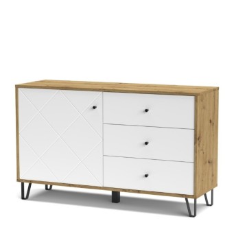 Bivak 3 predali in vrata beli hrast Bollo5 123,4x40x75,2H