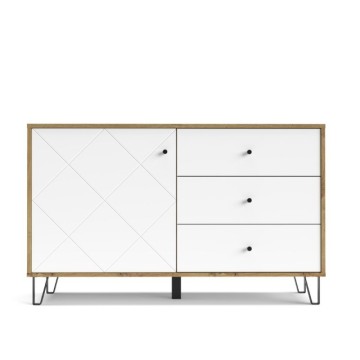 Bivak 3 predali in vrata beli hrast Bollo5 123,4x40x75,2H