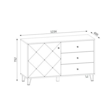 Bivak 3 predali in vrata beli hrast Bollo5 123,4x40x75,2H