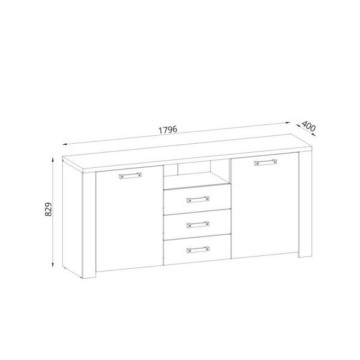 Bivak hrast in antracit z 2 vrati in 3 predali Follow870 179.6x40x83h