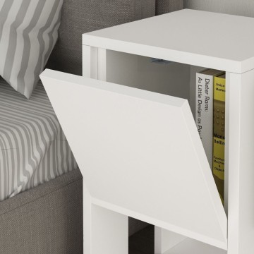 Ema bela nočna omarica z vrati s spuščenimi listi 30x30x55h