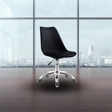 Črni pisarniški stol LC719 z ergonomskim sedežem in kolesi