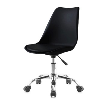 Črni pisarniški stol LC719 z ergonomskim sedežem in kolesi