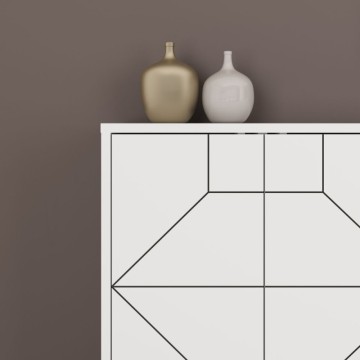 6-vratna bela kredenca z geometrijskim vzorcem Dune 184x35x77,4