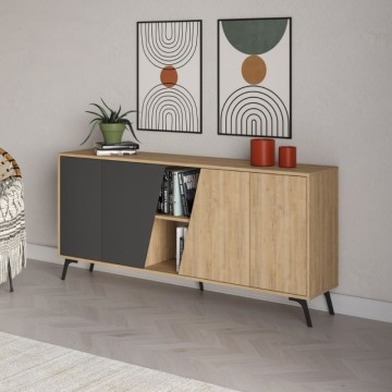 Bivak hrast in antracit 4 vrata Fiona 180x35,6x82H