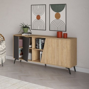 Bivak hrast in antracit 4 vrata Fiona 180x35,6x82H