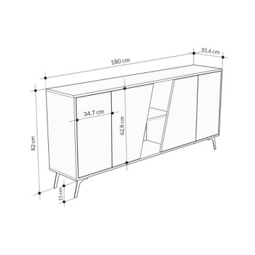 Bivak hrast in antracit 4 vrata Fiona 180x35,6x82H