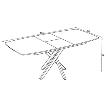 Raztegljiva miza z vrhom iz mat skrilavca z marmornatim učinkom in črnimi kovinskimi nogami Filis 145x90x76H