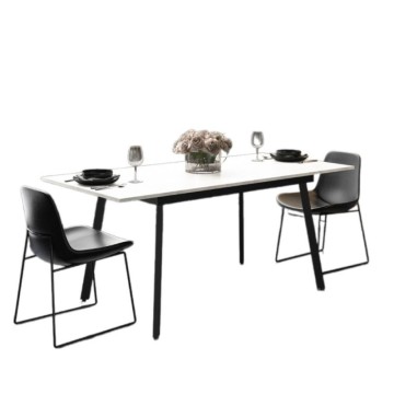 Raztegljiva miza z belim vrhom in črnimi kovinskimi nogami Lini 138x85x76h