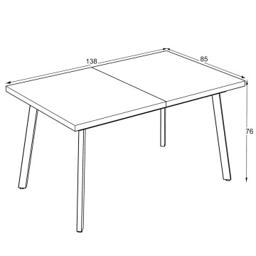 Raztegljiva miza z belim vrhom in črnimi kovinskimi nogami Lini 138x85x76h