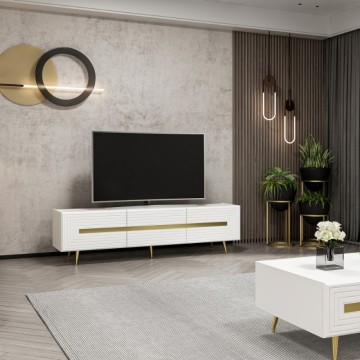 TV omarica 3 vrata bela Jose zlati detajli 180x42x50h