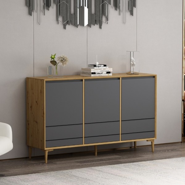 Bivak hrast in antracit 3 vrata Lerry 150x40x90h Bivak hrast in antracit 3 vrata Lerry 150x40x90h