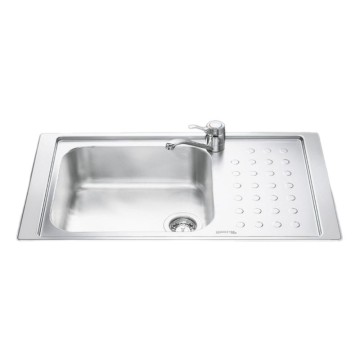 Smeg LV951D3 vgradno pomivalno korito iz nerjavečega jekla z 1 skledo in desnim odcejalnikom 86x50