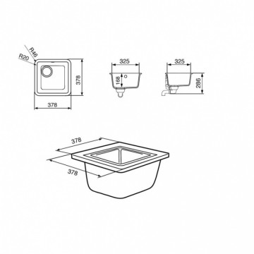 Smeg VST38AL 38x38 enojno pomivalno korito z enojno skledo barva aluminija