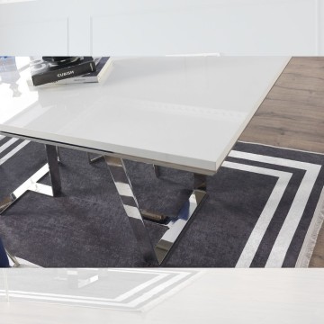 Enzio sijajna belo lakirana miza 185x95x78h