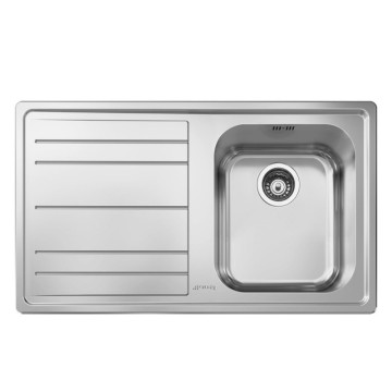 Smeg LE861S2 brušeno nerjaveče jeklo 1 skleda vgradnega pomivalnega korita s pladnjem za kapljanje levo 86x50